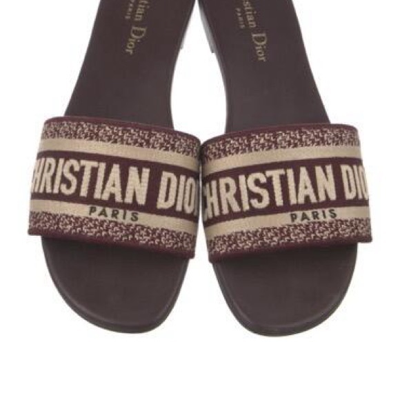 Dior Burgundy and Beige Sandals - Picture 1 of 4